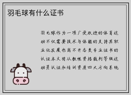 羽毛球有什么证书